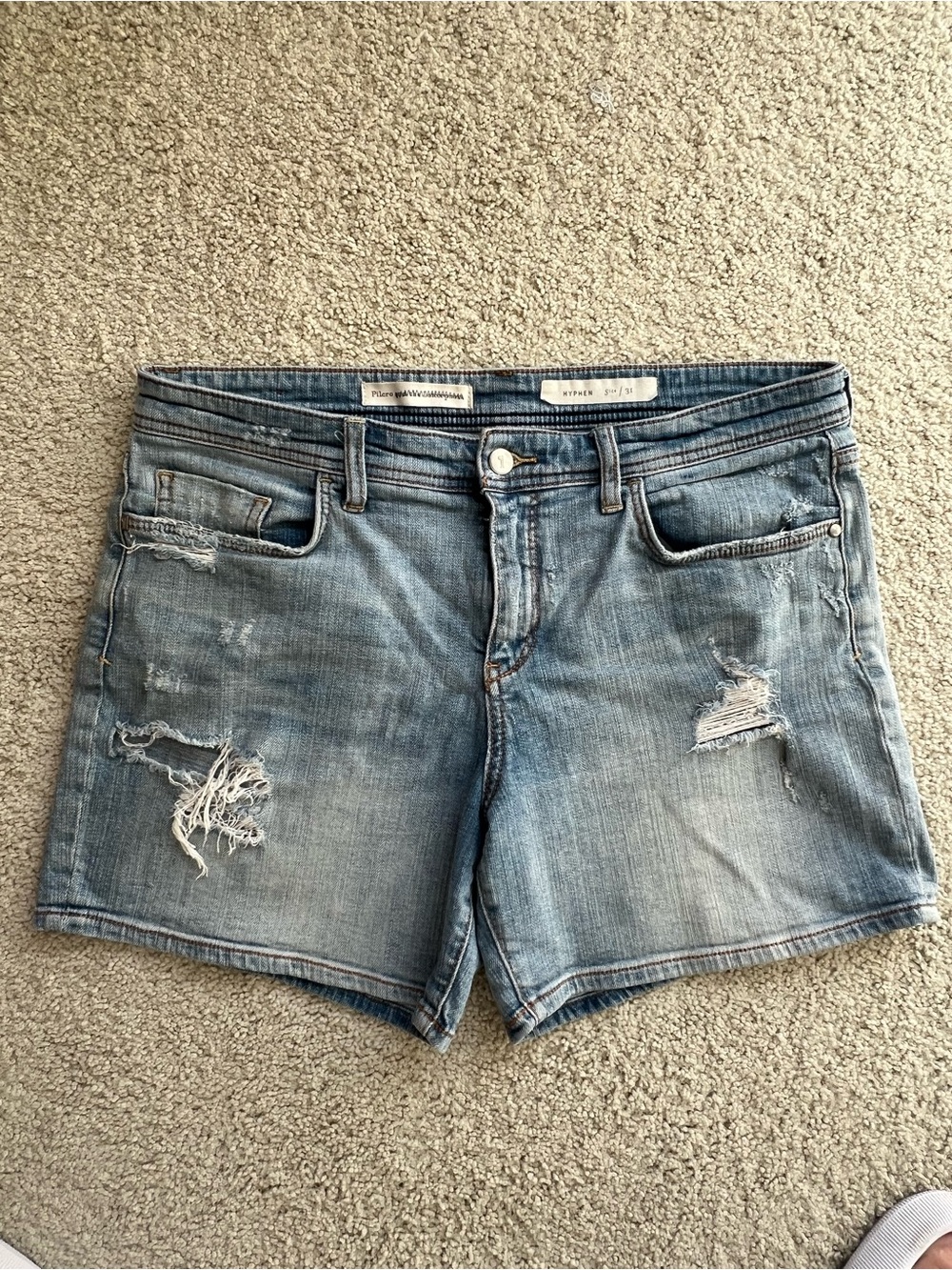Pilcro Distressed Light Blue Denim Jean Shorts